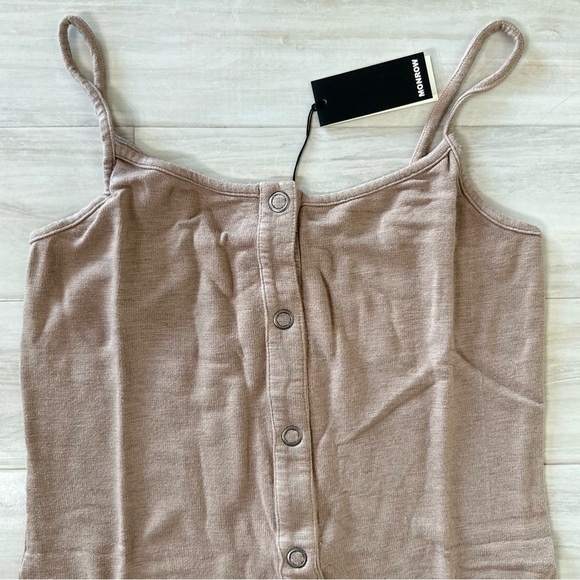 NWT Monrow Front Snap-button Spaghetti Straps Sweater Dress - Picture 2 of 4